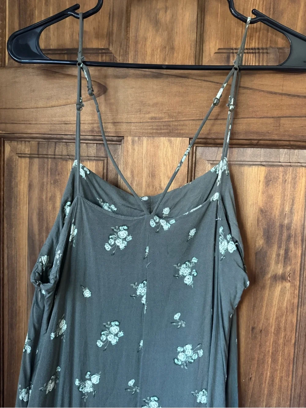 Wild Fable Olive Green Floral Wide Leg Jumpsuit Sz L